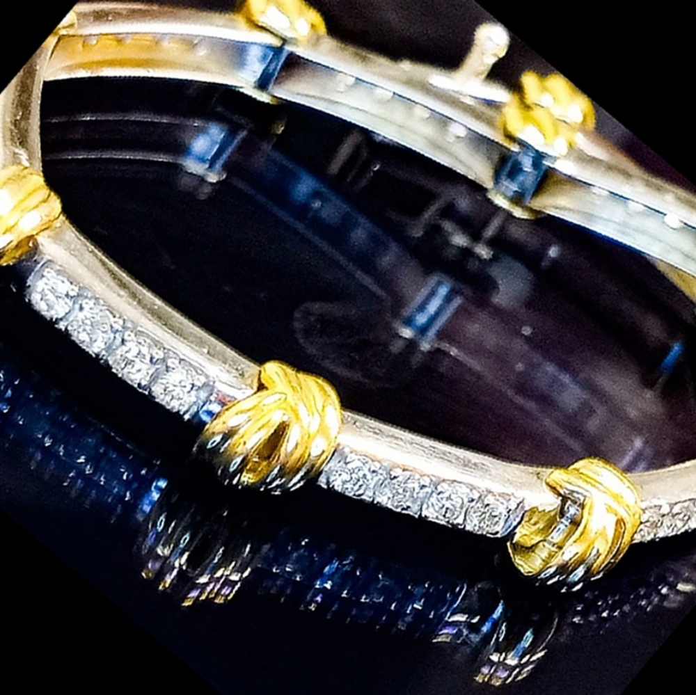 Two tone diamond bracelet  white yellow gold